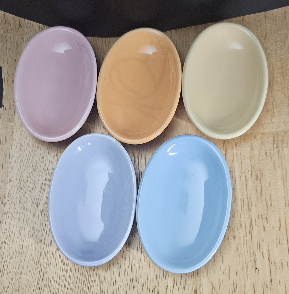 Set of 5 Nesting BIA Hand Glazed Pastel Egg Shaped Ceramic Dishes